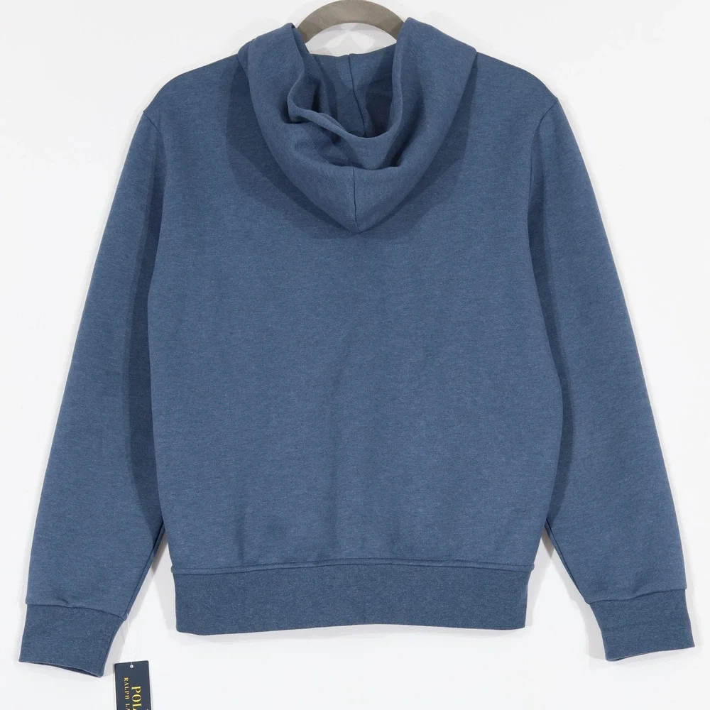 Polo Ralph Lauren Double Knitt Hoodie Mens L Blue Full-Zip Heathered $150 NWT